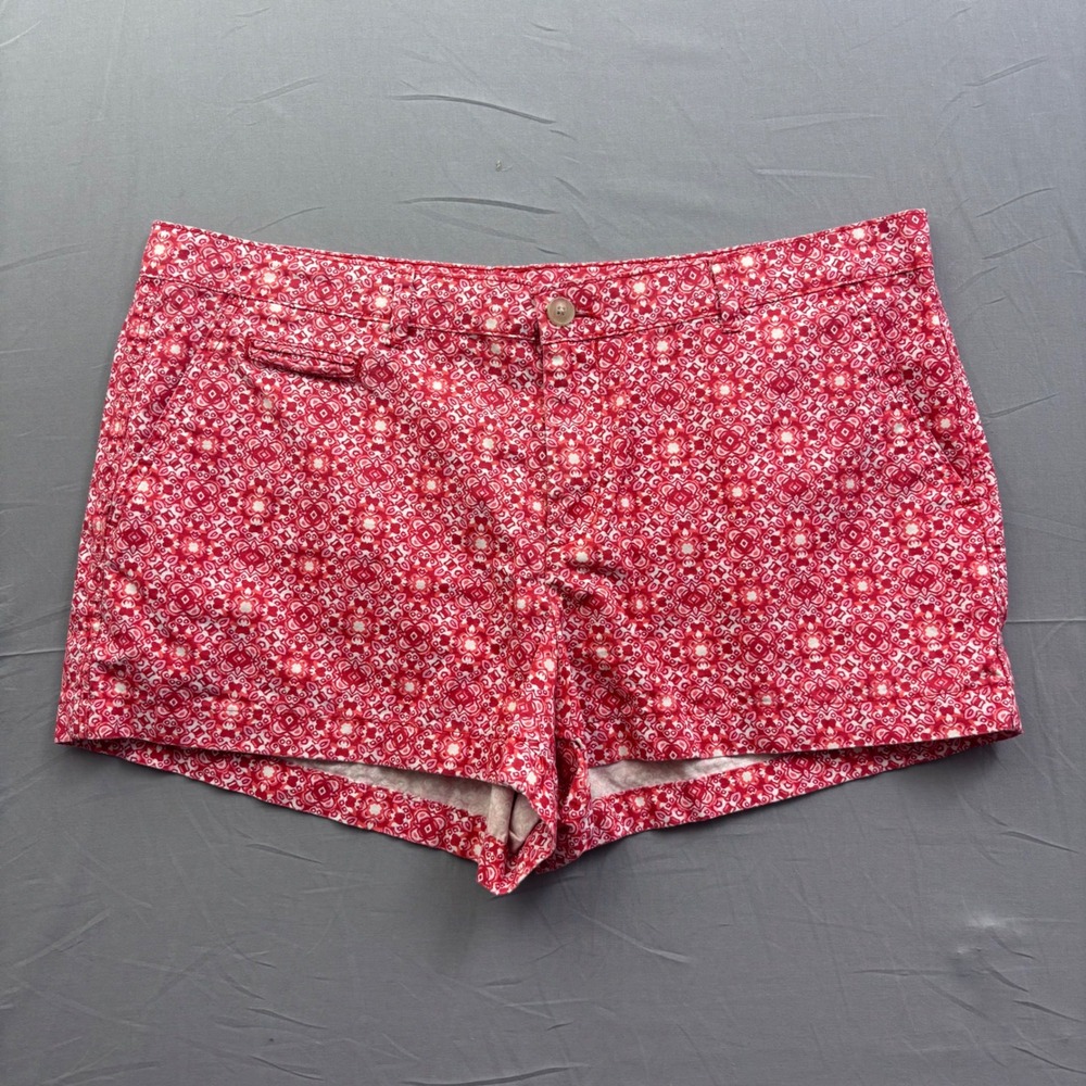 Gap Red White Geometric Medallion Print Cotton Shorts Womens Size 16 Mid Rise